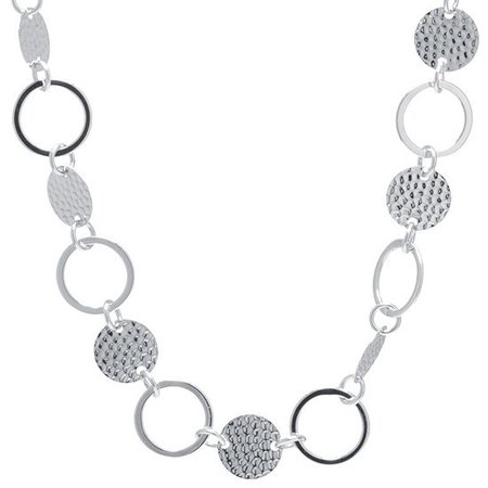Silver Treasures Hammered Disc And Circle Pure Silver Over Brass 30 Inch Statement Necklace - JCPenney