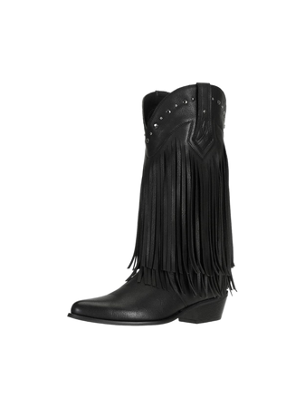 black fringe western boots shoes