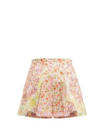 Goldie ruffled floral-print linen shorts | Zimmermann