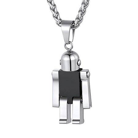 Richsteel Mens Black Robot Pendant Necklace with 22'' Chain Steampunk Fashion Jewelry Gift for Boyfriend | Amazon.com