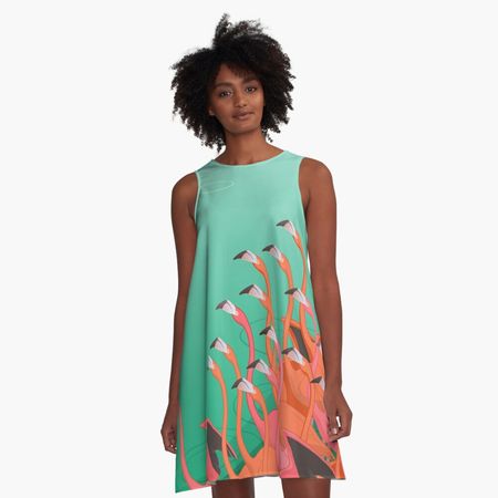 "Fresco of the flamingoes" A-Line Dress for Sale by ikerpazstudio | Redbubble