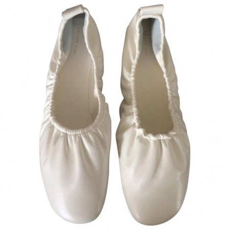 CÉLINE White Leather Ballet Flats