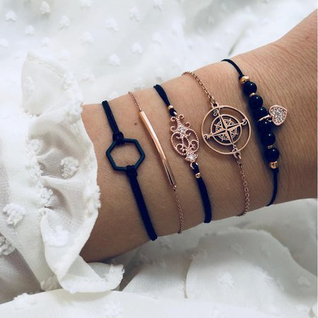 5 Pcs/set Bohemian Compass Flower Heart Bracelet Sets for Women Weave Rope Chain Geometry Bracelets Pulseras Mujer Stone Jewelry-in Charm Bracelets from Jewelry & Accessories on Aliexpress.com | Alibaba Group