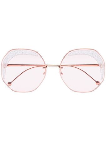 Fendi Eyewear pink Fendi Glass hexagon metal sunglasses SS19 - Fast AU Delivery