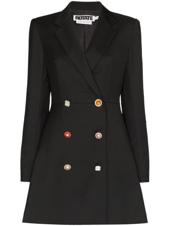 Black Rotate Multi-Button Double-Breasted Blazer Dress | Farfetch.com