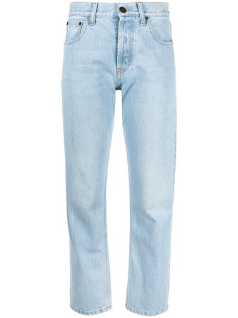 Shop blue Saint Laurent faded straight leg jeans with Express Delivery - Farfetch