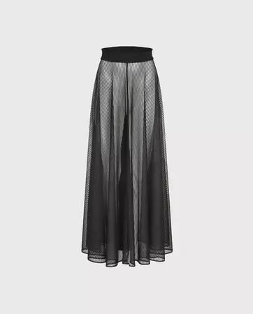 Black Long Sheer Skirt With Elastic Waistband: Women's Luxury Skirts | Anne Fontaine