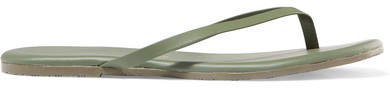 Solids Leather Flip Flops - Army green
