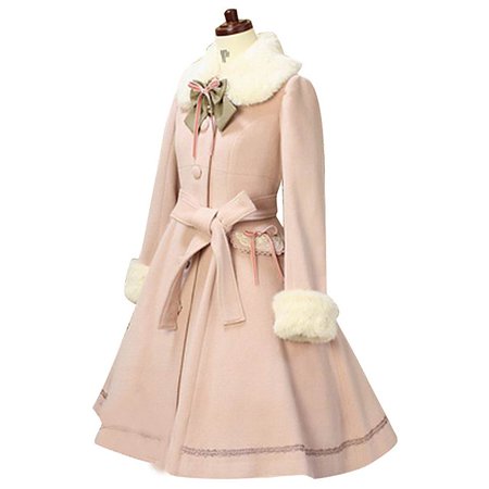 Princess Lolita Fur Trim Girly Winter Coat Women's Girls' Lace Cotton Japanese Cosplay Costumes Solid Colored Long Sleeve Above Knee Medium Length 5525083 2020 – $164.99