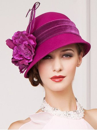 Velvet flowers cloche hat