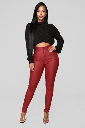 Leather straight pants Mon & Pau Red size S International in Leather -  40923378