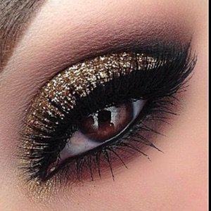 Gold Glitter Black Eye Makeup