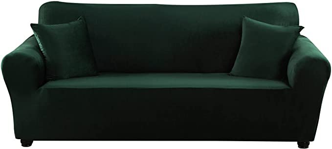 Amazon.com: Travan Stretch Sofa Cover Velvet Plush Couch Cover Sofa Slipcovers Luxury Thick Velvet Furniture Protector for 3 Cushion Couch with Two Free Pillow Covers (Large, Dark Green : Home & Kitchen