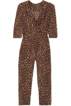 Mes Demoiselles | Slash wrap-effect leopard-print voile jumpsuit | NET-A-PORTER.COM