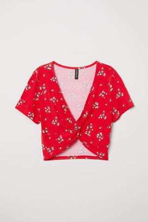 Short Top with Tie Detail - Red