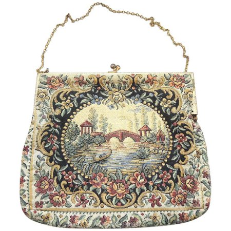 Water Under The Bridge Vintage Tapestry Purse, 1920s For Sale at 1stdibs
