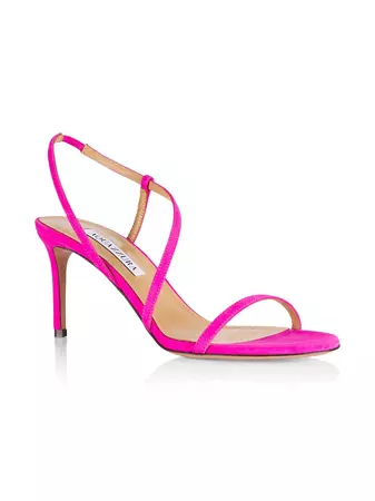 Shop Aquazzura Sleek 75MM Strappy Suede Sandals | Saks Fifth Avenue