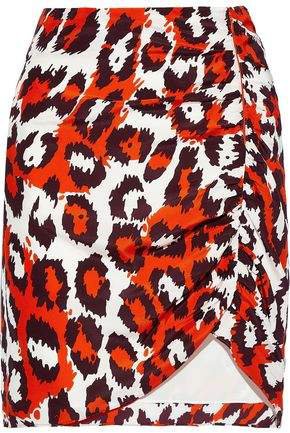 Nadia Ruched Leopard-print Silk Mini Skirt