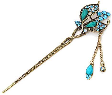 Amazon.com : Honbay Chinese Style Retro Tassel Blue Butterfly Hair Stick Hair Chopsticks Hairpin Chignon Pin : Beauty