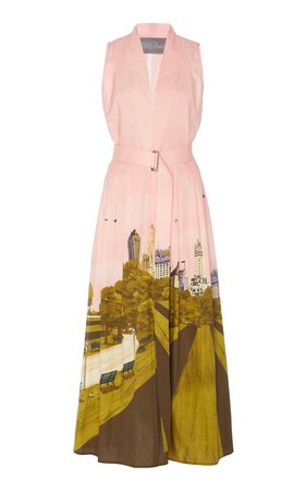 Printed Poplin Belted Dress by Lela Rose | Moda Operandi