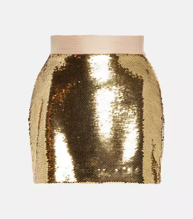 Delon Sequined High Rise Miniskirt in Gold - Alex Perry | Mytheresa