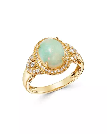 Bloomingdale's Opal & Diamond Milgrain Ring in 14K Yellow Gold - 100% Exclusive | Bloomingdale's