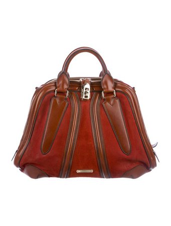 Burberry Prorsum Leather-Trimmed Suede Satchel - Handbags - BUF25563 | The RealReal