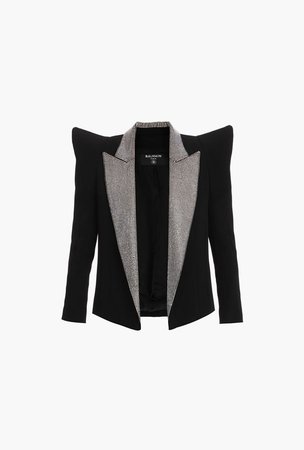 Embroidered Black And Silver Jacket for Women - Balmain.com