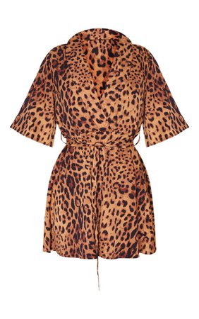 Brown Leopard Print Tea Dress | Dresses | PrettyLittleThing USA