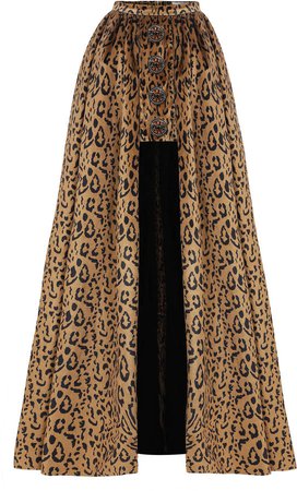Raisa Vanessa Leopard-Print Velvet Maxi Skirt