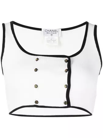 CHANEL Pre-Owned rib-knit Cropped Tank Top - Farfetch