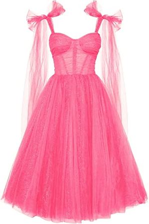 YJNXHN Women's Sweetheart Evening Dresses for Wedding Prom Party Gown A Line Tulle Tea Length at Amazon Women’s Clothing store