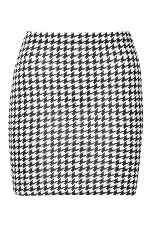 Large Dogtooth Check Jersey Mini Skirt | Boohoo