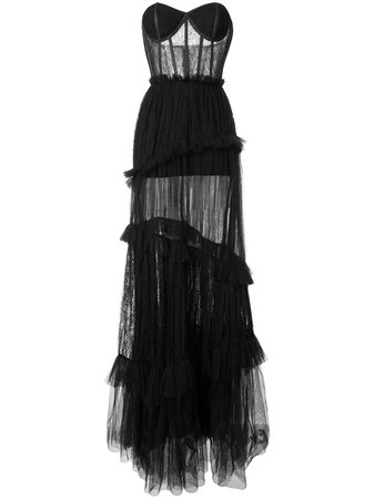 Black Saiid Kobeisy Bustier Tiered Long Dress For Women | Farfetch.com