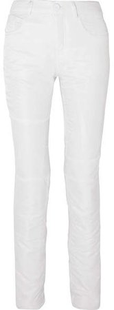 Paneled Satin Straight-leg Pants - White