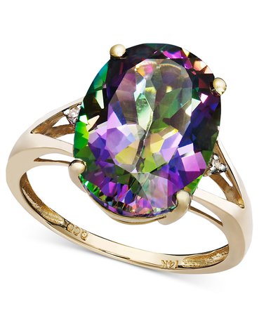 Macy's 14k Gold Mystic Topaz and Diamond Accent Oval Ring