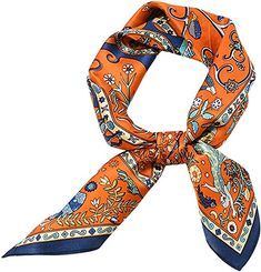 Orange/blue silk scarf