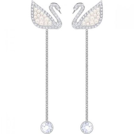 Swarovski Iconic Swan Pierced Earrings, White