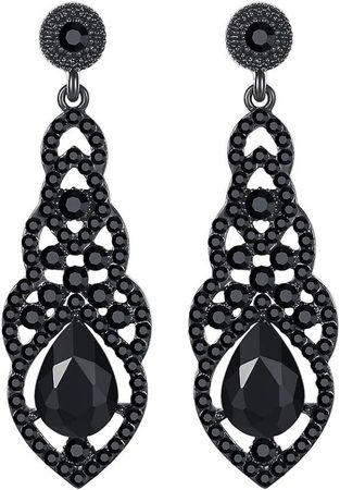Amazon.com: mecresh Black Teardrop Earrings for Women Girls Crystal Dangle Drop Earrings: Clothing, Shoes & Jewelry