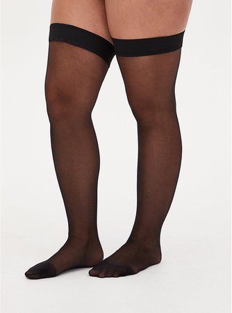 Plus Size - Black Thigh-High Opaque Tights - Torrid