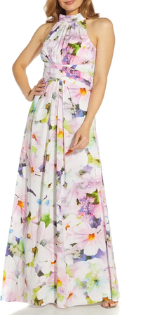 Floral Halter Gown ADRIANNA PAPELL