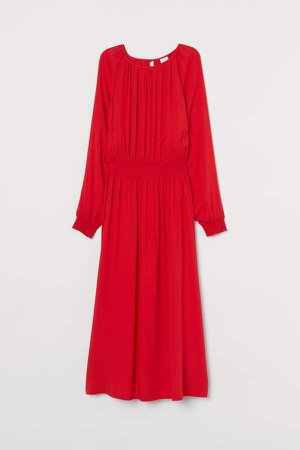 Dress with Smocking - Red