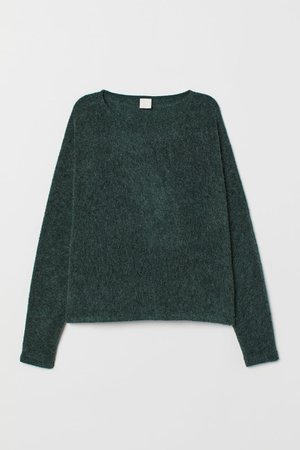 Sweater with Dolman Sleeves - Dark green melange - Ladies | H&M US