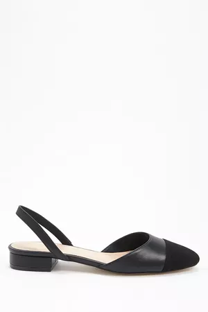 Forever 21 Faux Leather Cap Toe Slingback Flats