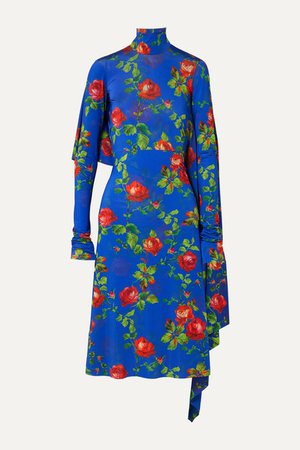 Vetements | Open-back draped floral-print stretch-crepe dress | NET-A-PORTER.COM