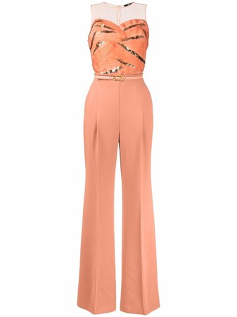 Elisabetta Franchi divisible tulle jumpsuit pink TU25611E2 - Farfetch