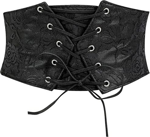 Amazon.com: TRIWORKS Women Waist Corset Lace Up Tied Waspie Belt Elastic Wide Belt for Dress Halloween Pirate Corset Black: Clothing, Shoes & Jewelry