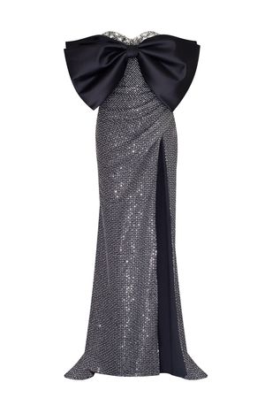 Mesmerizing big bow maxi gown covered in rhinestones ➤➤ Milla Dresses