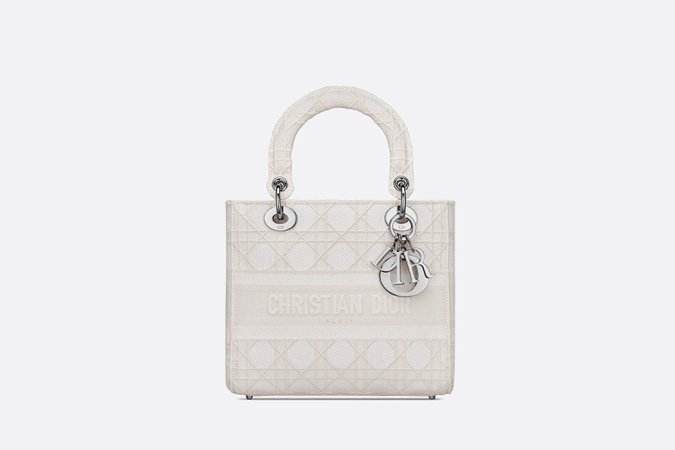 Medium Lady D-Lite Bag White Cannage Embroidery - Bags - Women's Fashion | DIOR
