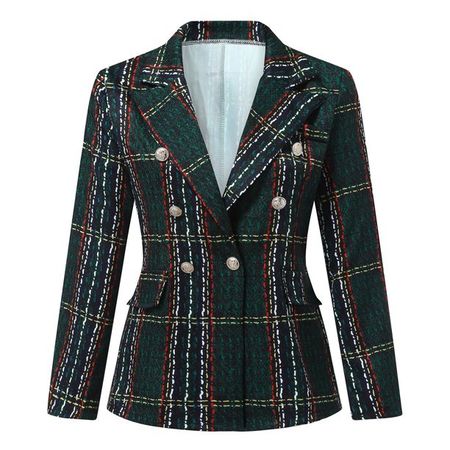 FITORON Women Blazer- Collared Open Front Long Sleeve Elegant Vintage Slim Office Suit Jacket Cardigan Plaid Jacket Army Green - Walmart.com
